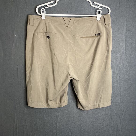prAna Shorts Mens 36 Beige Tan Rotham Casual Outdoor Hiking Stretch Preppy Logo - Picture 4 of 8